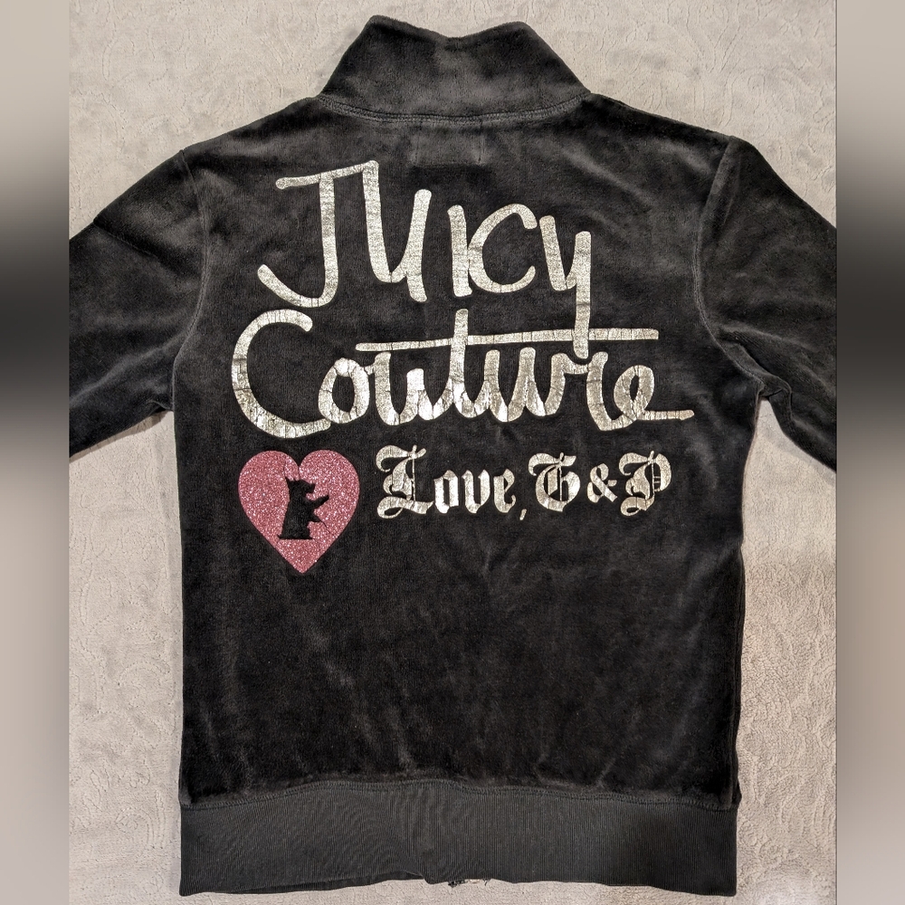 Vintage - Small - Juicy Couture - Black Velour Zip-Up - Read Description